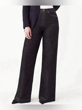Spanx Charcoal Wide Leg Denim Jeans NWT Large